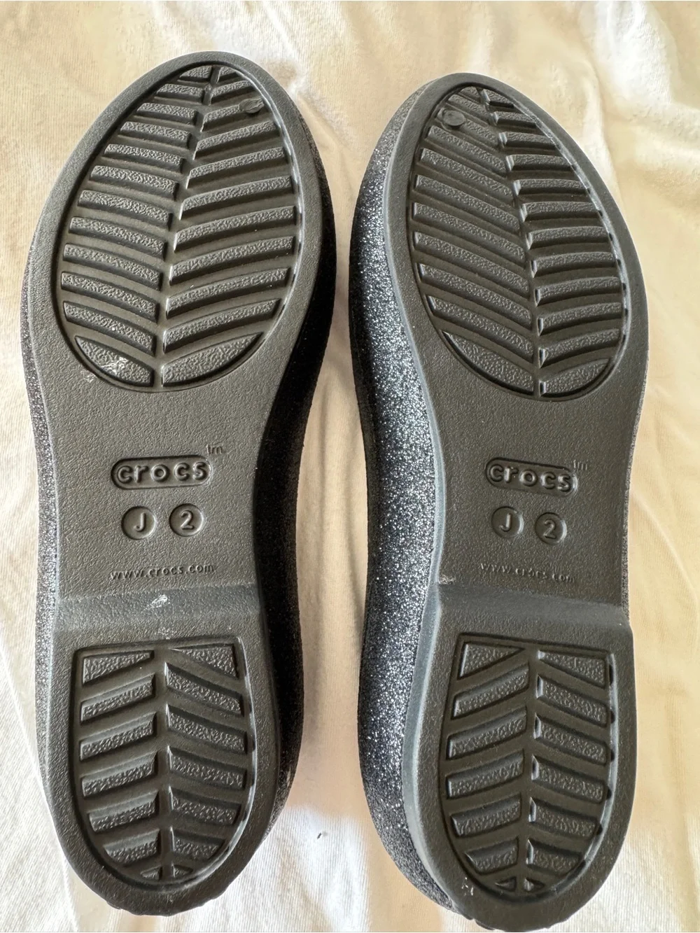 Big Girls CROCS Black Glitter Slip-On Flats